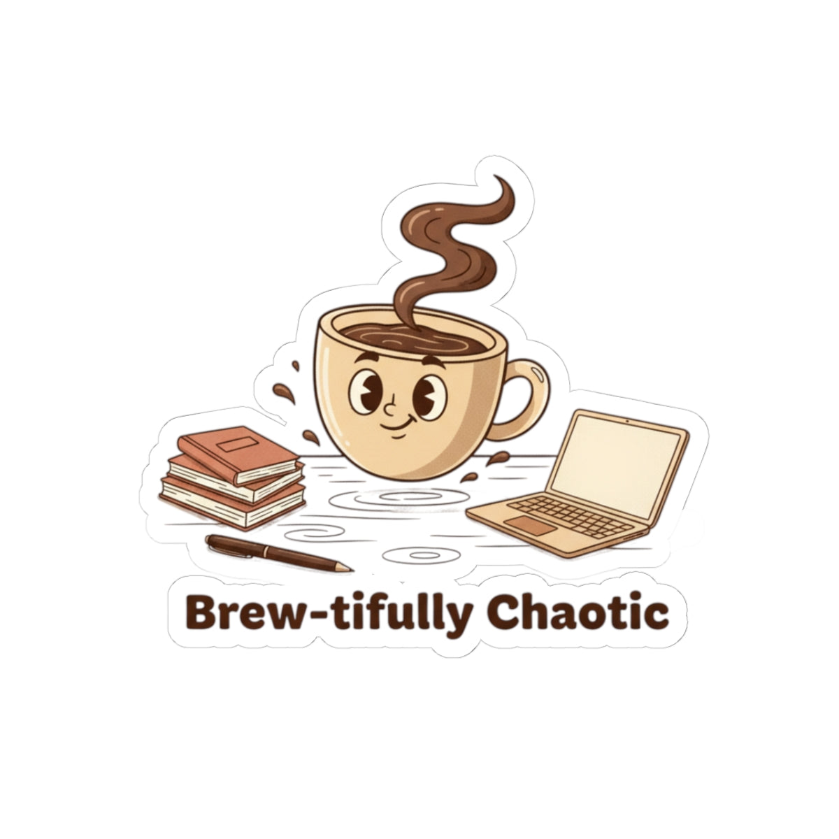 Brew-tifully Chaotic Coffee Sticker | Coffee Personality, Caffeine Humor