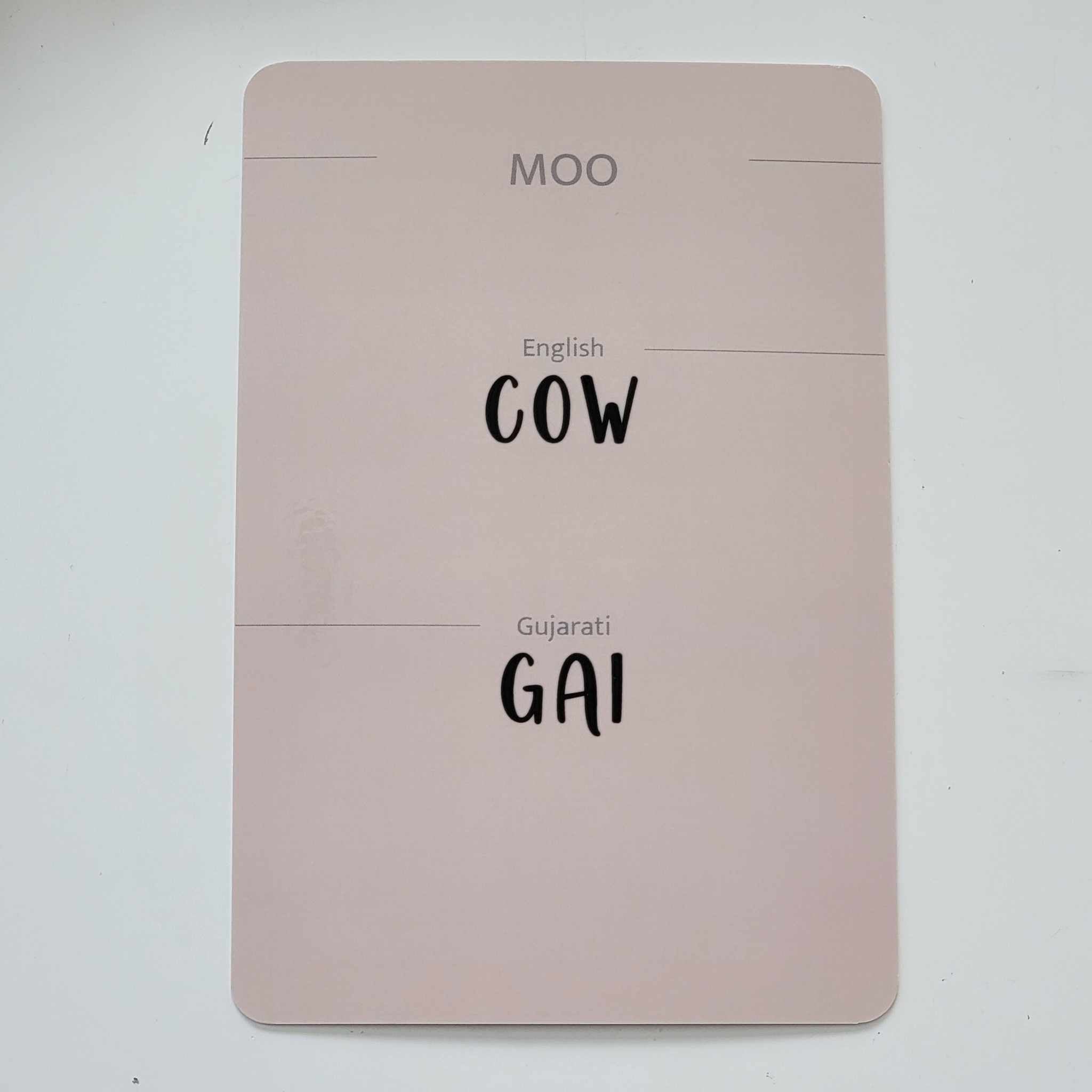 Gujarati-English Flash Cards Bundle : cow, Gai 