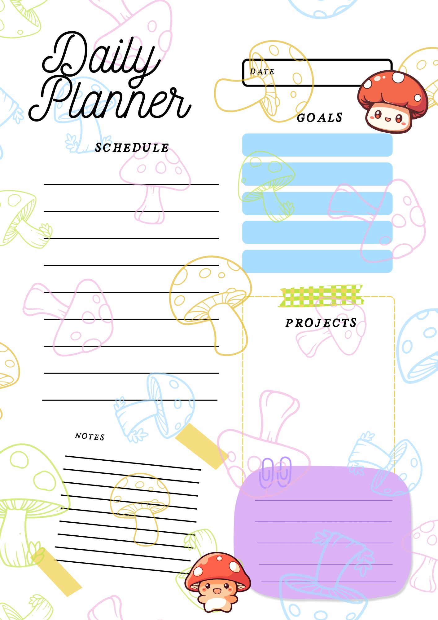 daily planner - mushrooms
