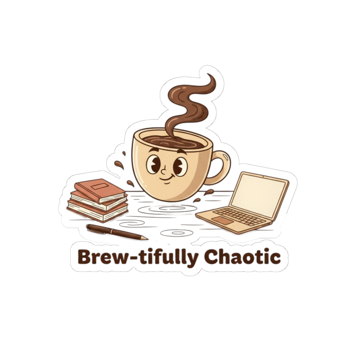 Brew-tifully Chaotic Coffee Sticker | Coffee Personality, Caffeine Humor