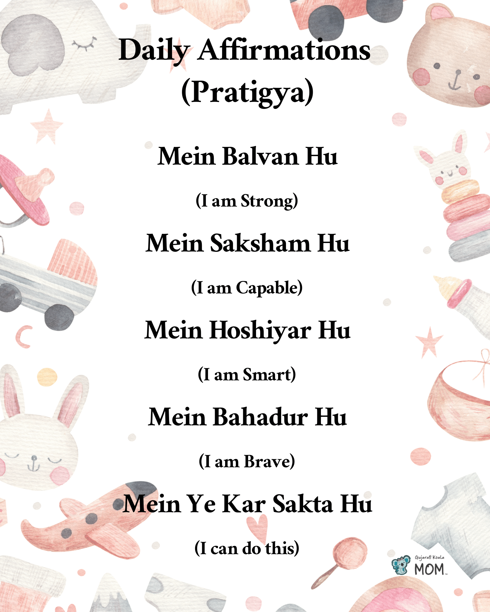 daily affirmations poster : baby nursey