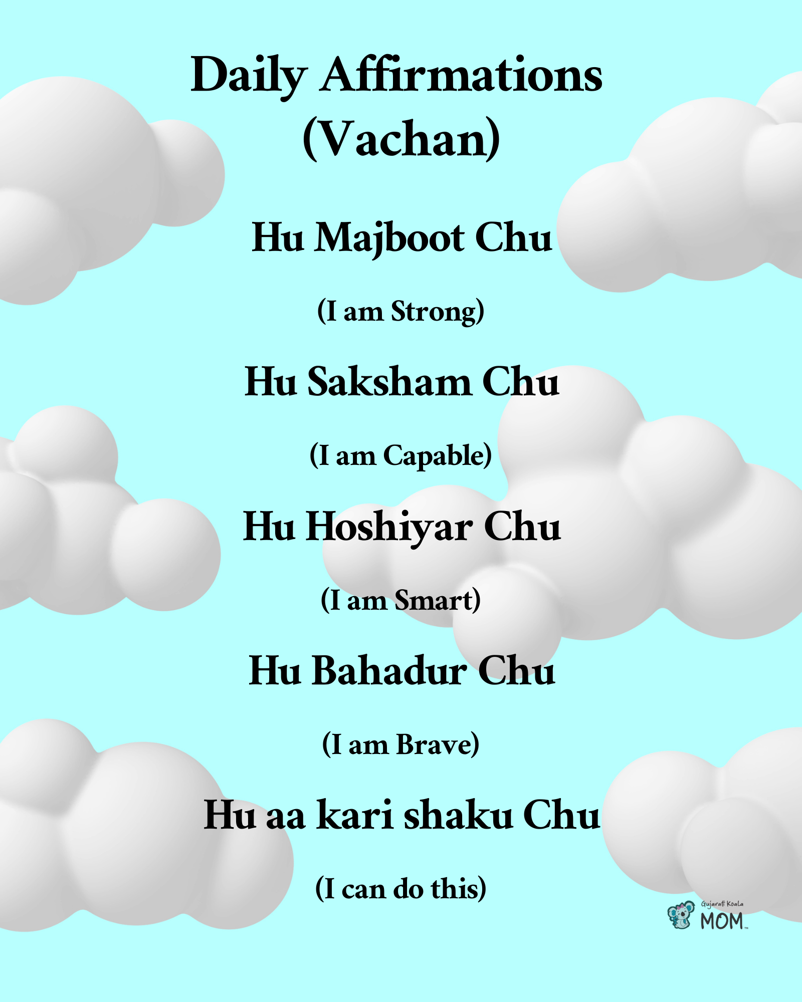 Affirmations Poster Gujarati : Clouds