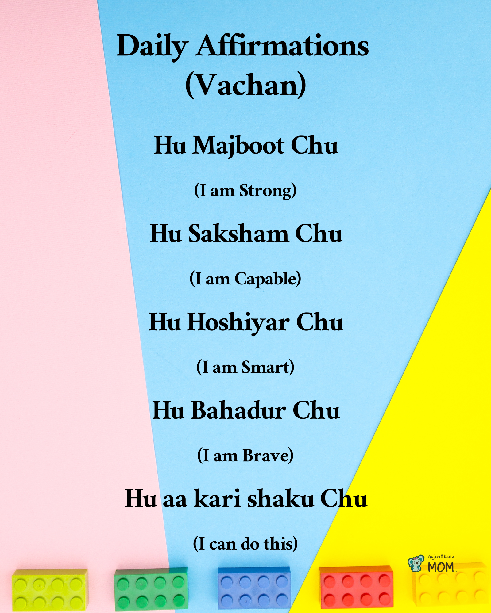 Affirmations Poster Gujarati : Legos