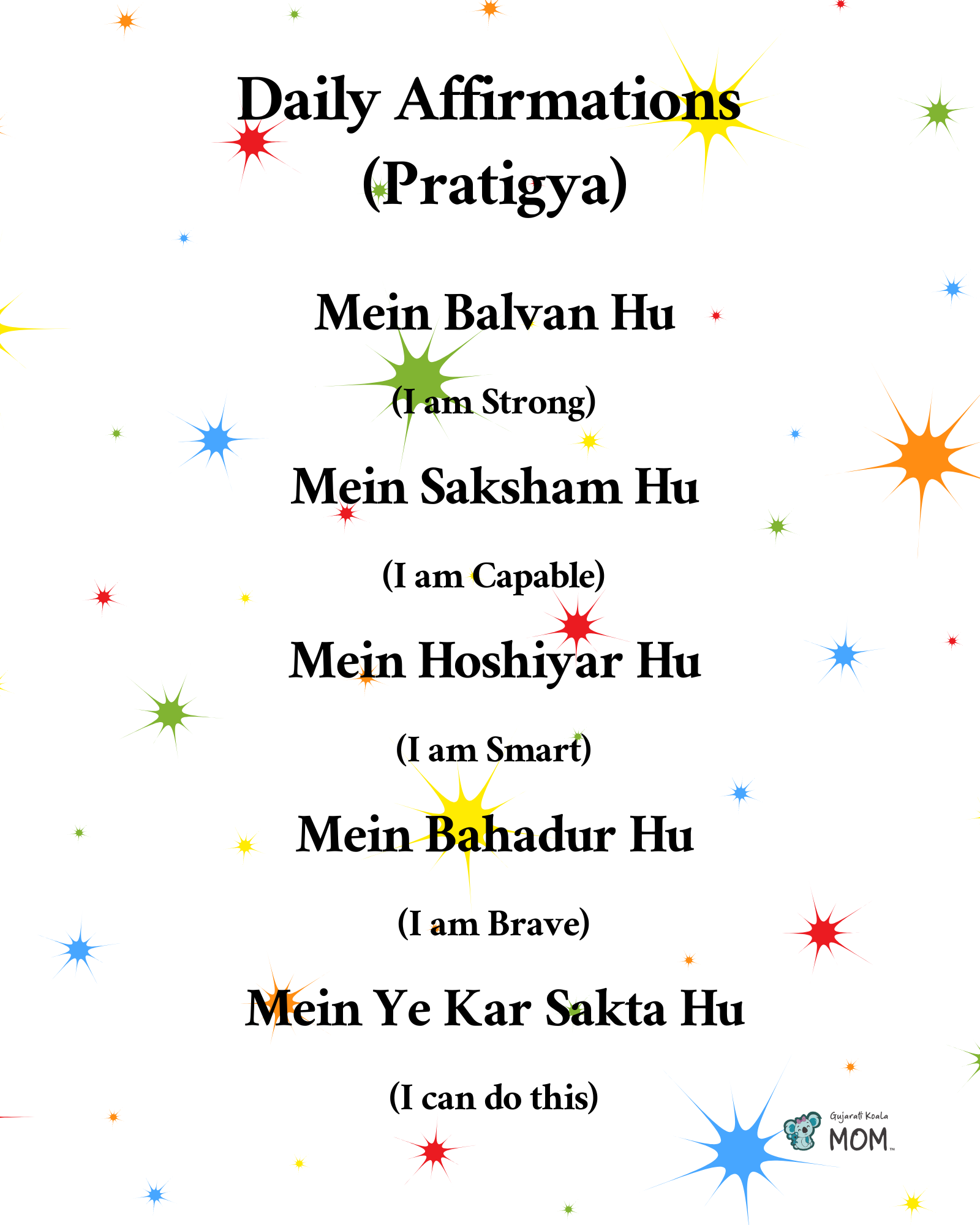 daily affirmations poster : sparkles