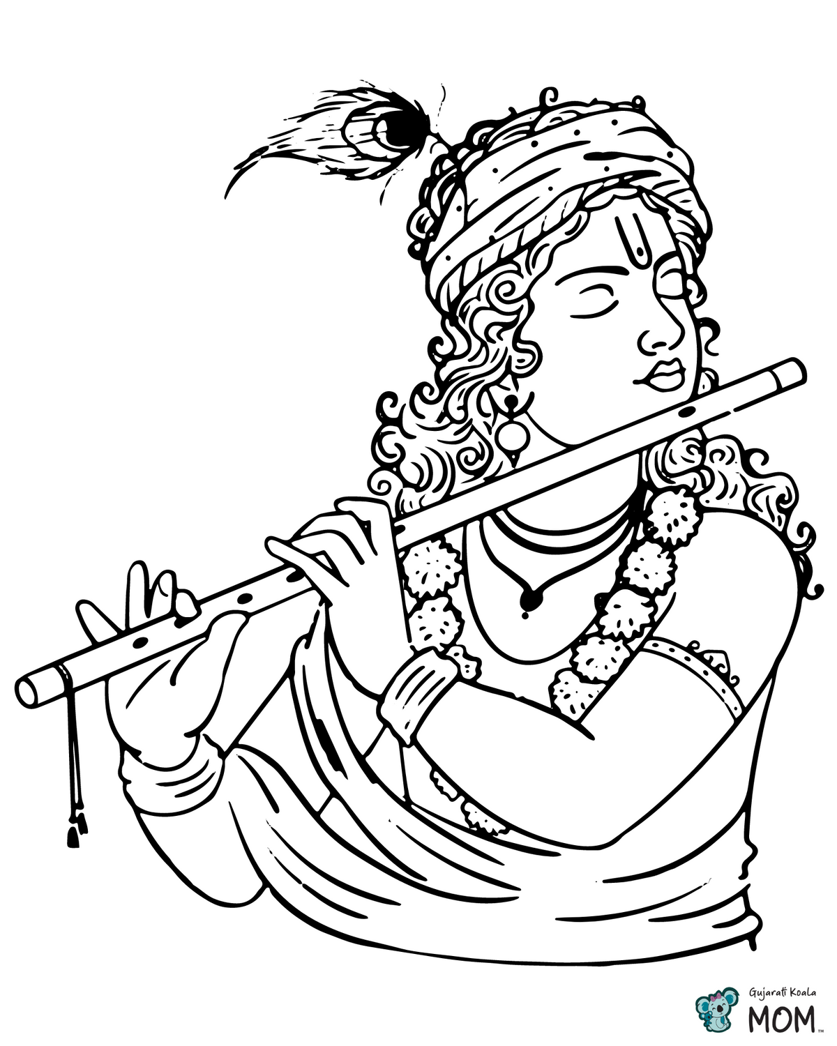 Printable Coloring Sheet - Krishna