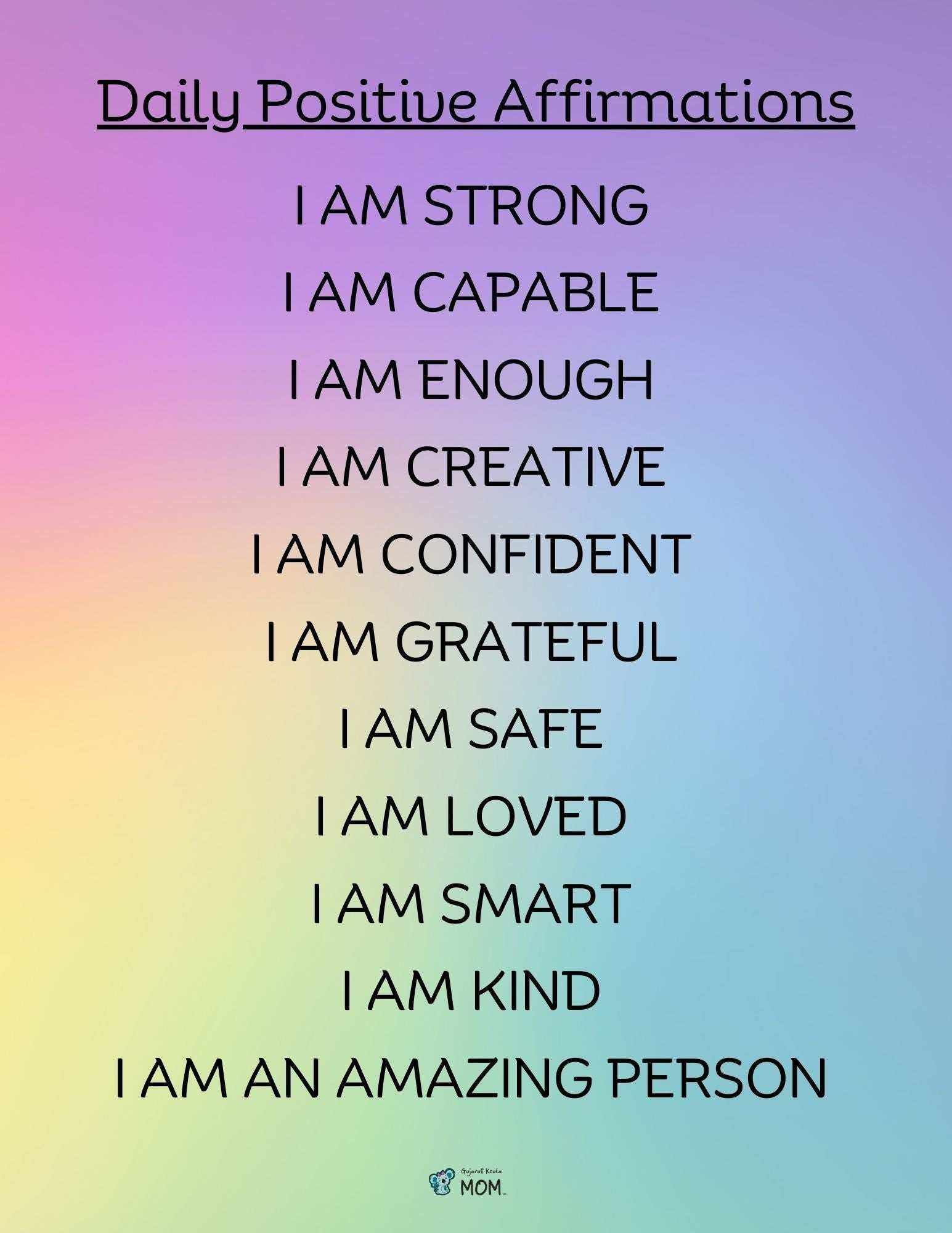 daily affirmations poster: binate
