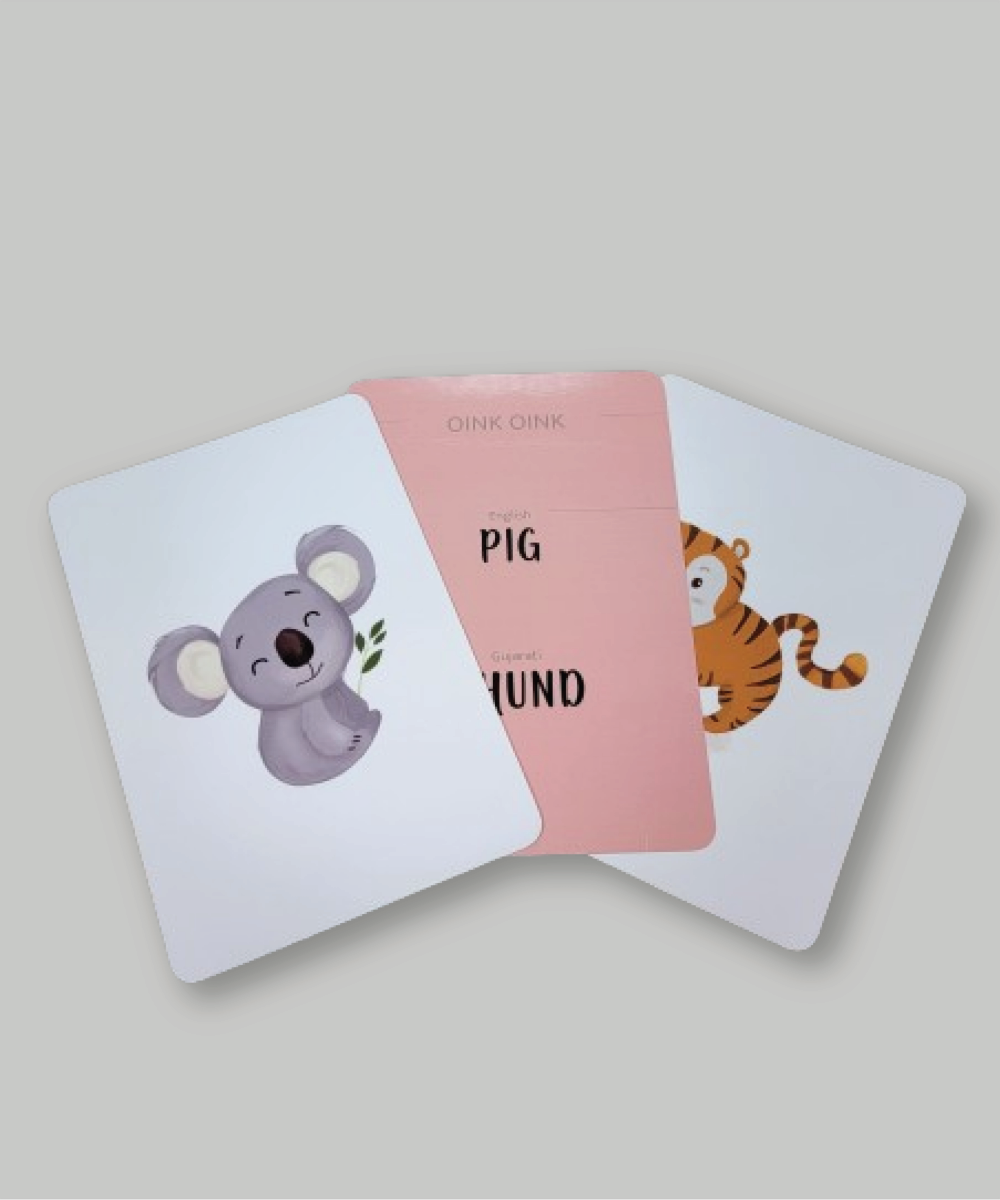Gujarati-English Flash Cards Bundle : koala,tiger