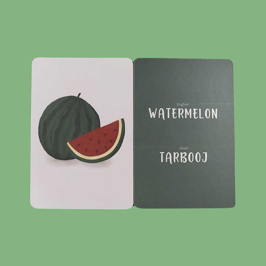Watermelon in English. Tarbooj in Hindi flash cards