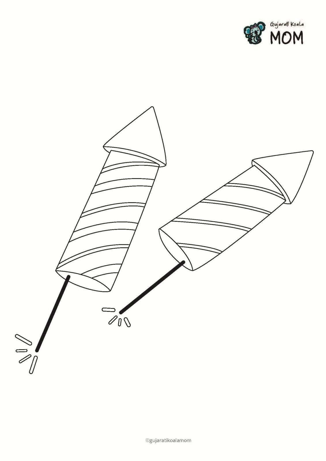 Printable Coloring Sheet-Fireworks