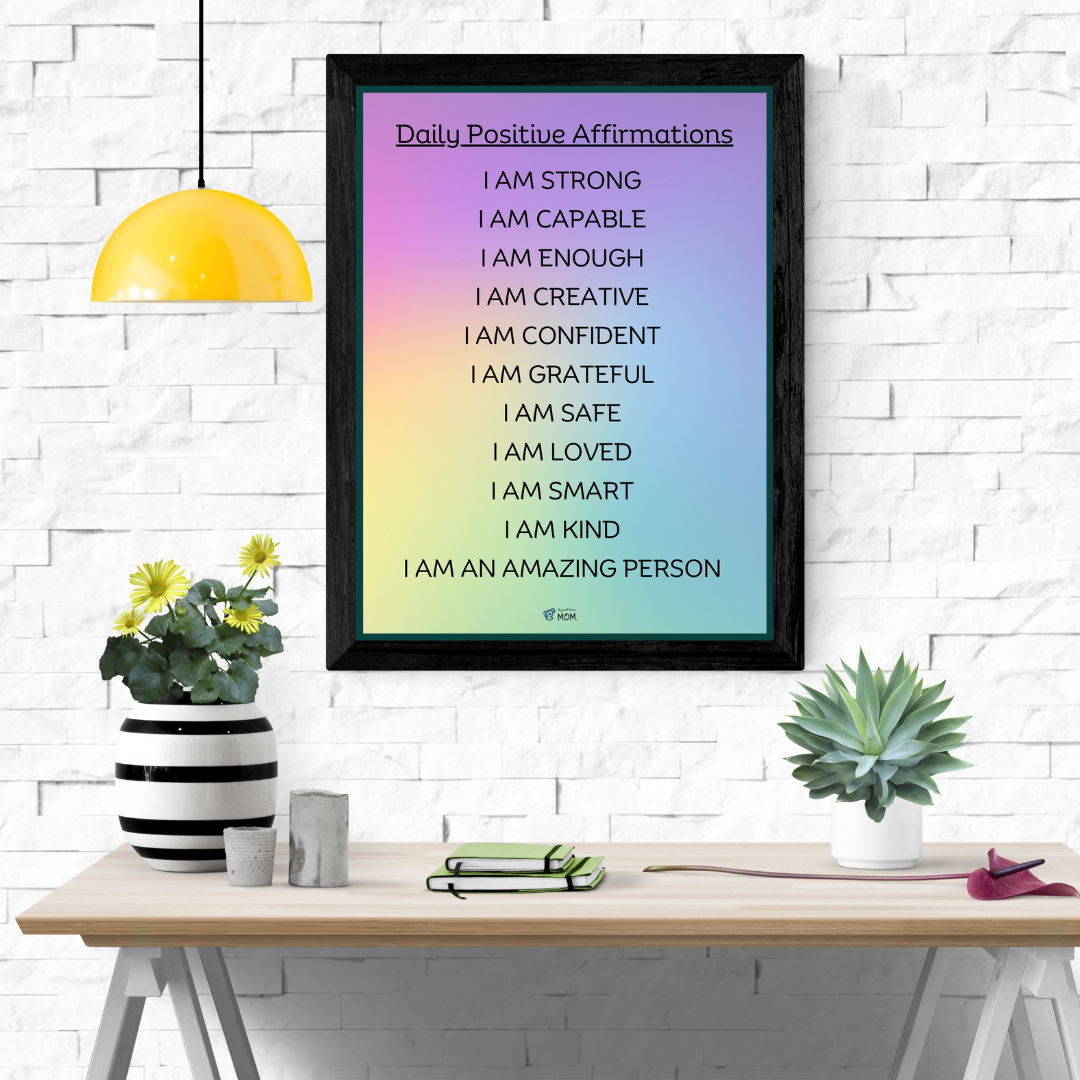 daily affirmations poster: binate font framed