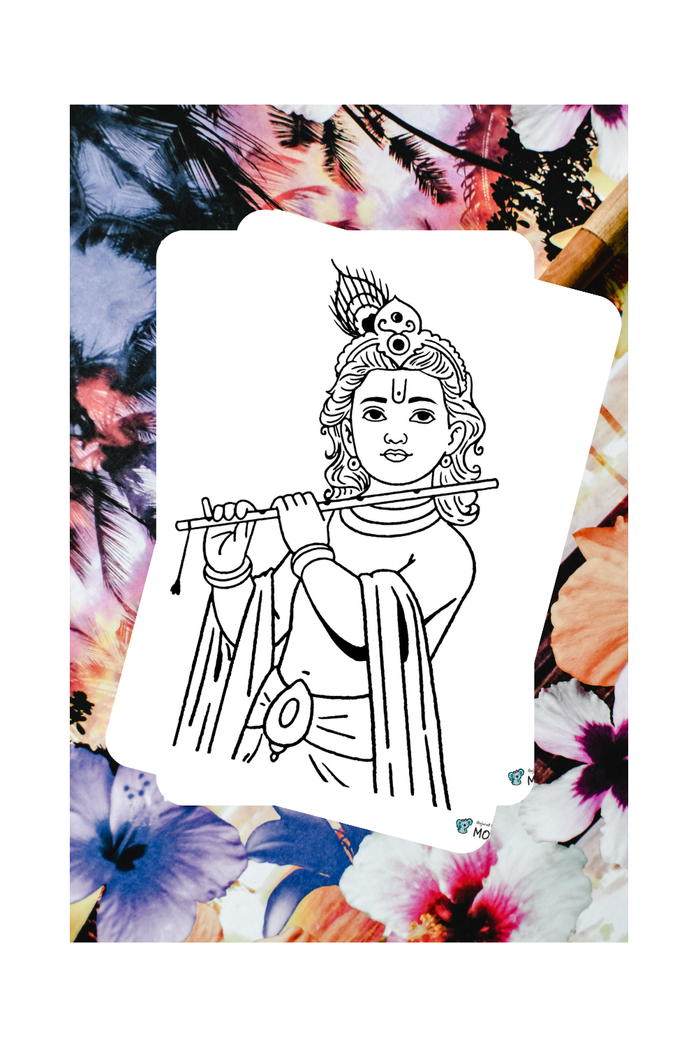 Lord Krishna Coloring Page – Digital Download