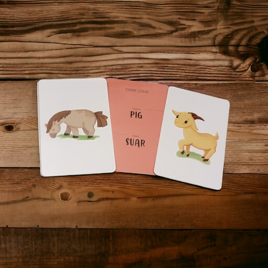 Gujarati Koala Mom, horse, pig, suar and goat Hindi flash card