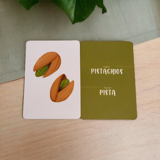 gujarati-english (fruits/nuts) flash cards                            